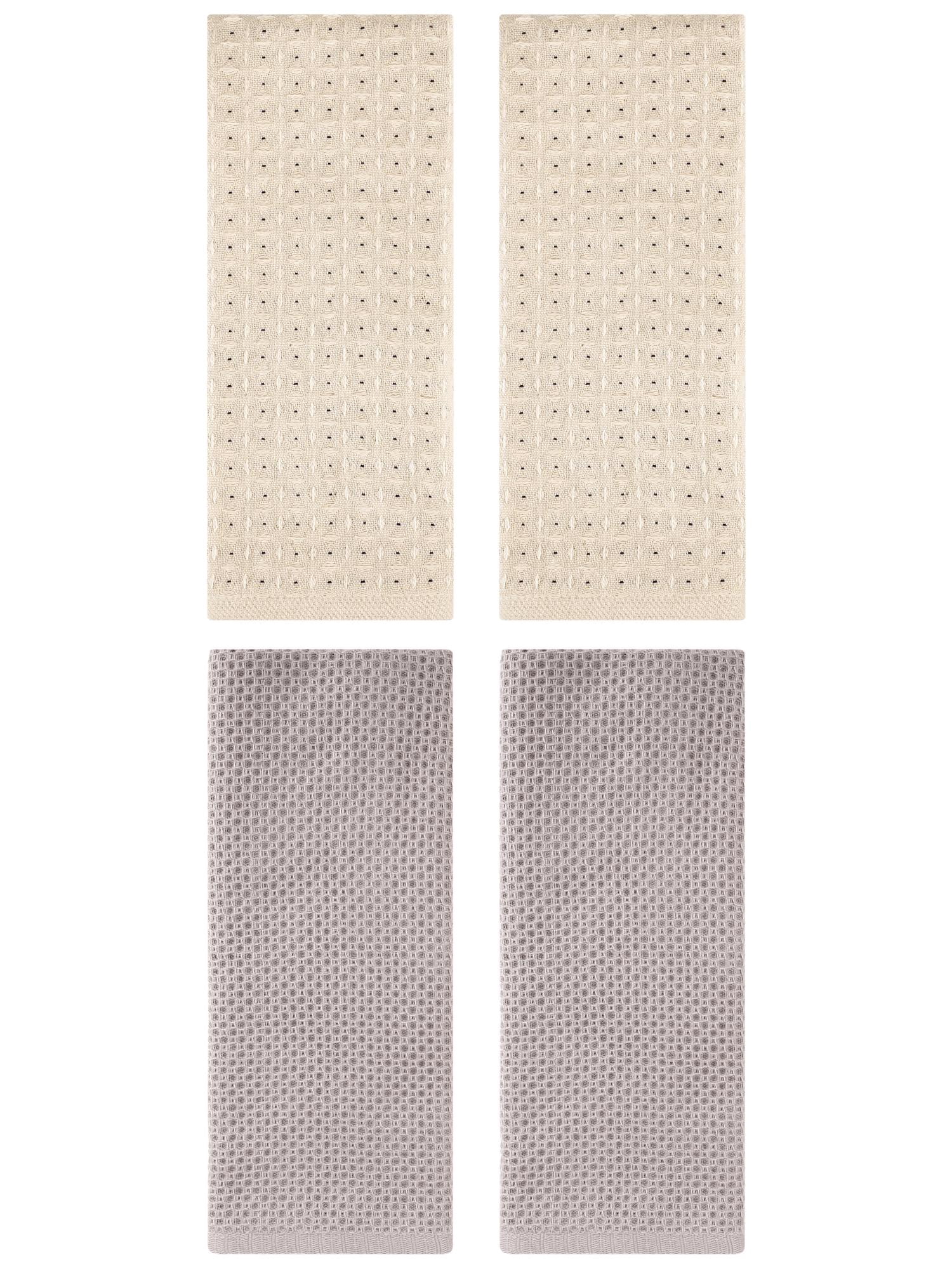 Unique Bargains 4 Pcs Waffle Soft Hand Towels Camel/Brown 13" x 30"/13" x 29"
