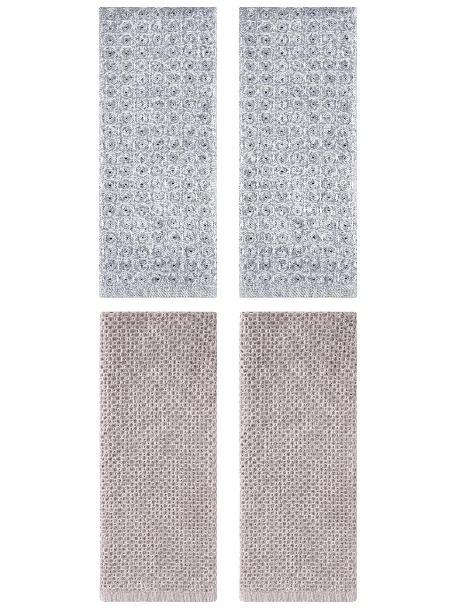 Unique Bargains 4 Pcs Waffle Soft Hand Towels Camel/Grey 13" x 30"/13" x 29"