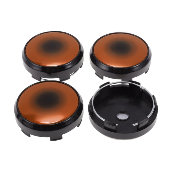 Unique Bargains 4 Pcs Wheel Center Caps Hub Caps Rim Center Caps 2.42" 2.60" Wheel Caps Hubcap Center Covers Black Cover with Black Orange Label Plastic 6 Clips Black