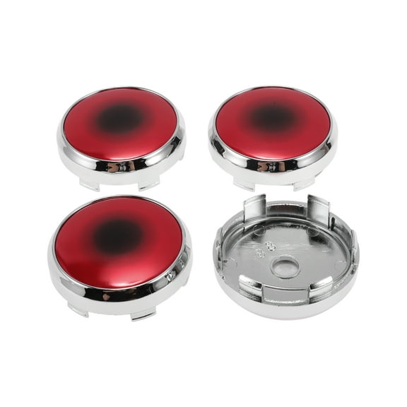 Unique Bargains 4 Pcs Wheel Center Caps Hub Caps Rim Center Caps 2.42" 2.60" Wheel Caps Hubcap Center Covers Silver Tone Cap with BrightBlack Label Plastic 6 Clips Si