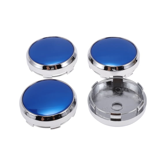 Unique Bargains 4 Pcs Wheel Center Caps Hub Caps Rim Center Caps Wheel Caps Hubcap Center Covers 2.42" 2.60" Silver Tone with Blue Sticker Plastic 6 Clips Silver Tone