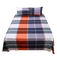 thumbnail image 1 of Unique Bargains 4-Piece Soft Cotton Bed Sheets Set Blue Orange Full Size, 1 of 8
