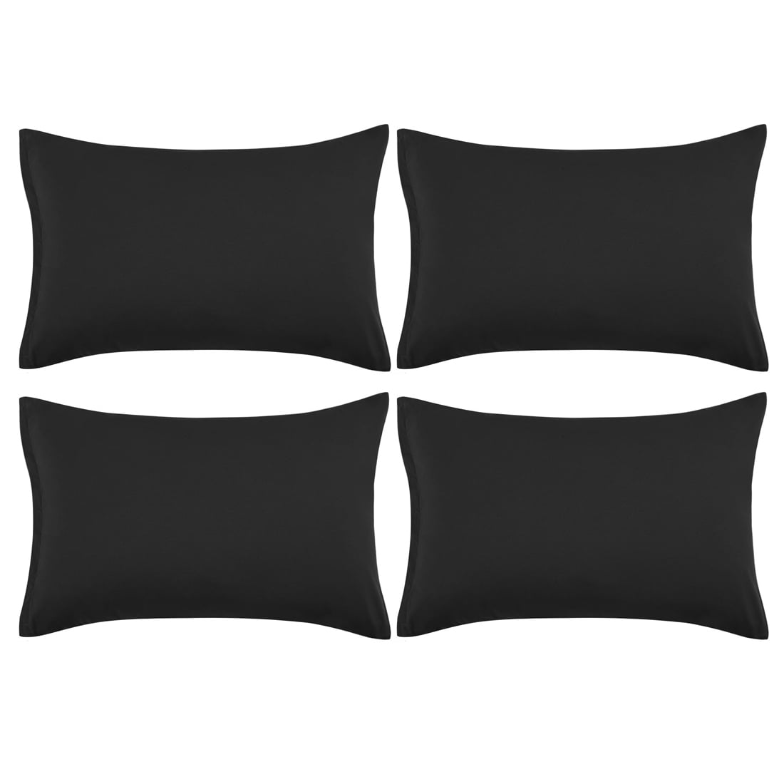 Unique Bargains 4-Piece Soft Microfiber Pillowcases Black King(20"x36")