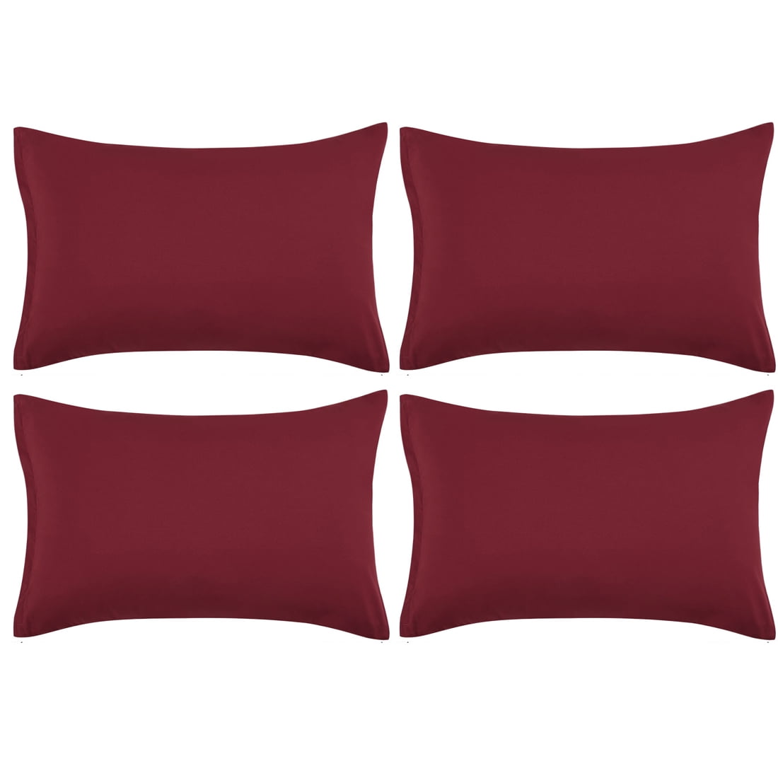 Unique Bargains 4-Piece Soft Microfiber Pillowcases Burgundy Travel(14"X20")