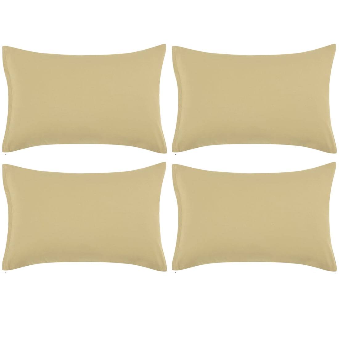 Unique Bargains 4-Piece Soft Microfiber Pillowcases Light Tan Standard(20"x26")