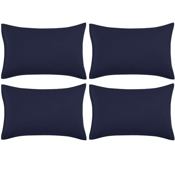 Unique Bargains 4-Piece Soft Microfiber Pillowcases Navy Blue Travel(14"x20")