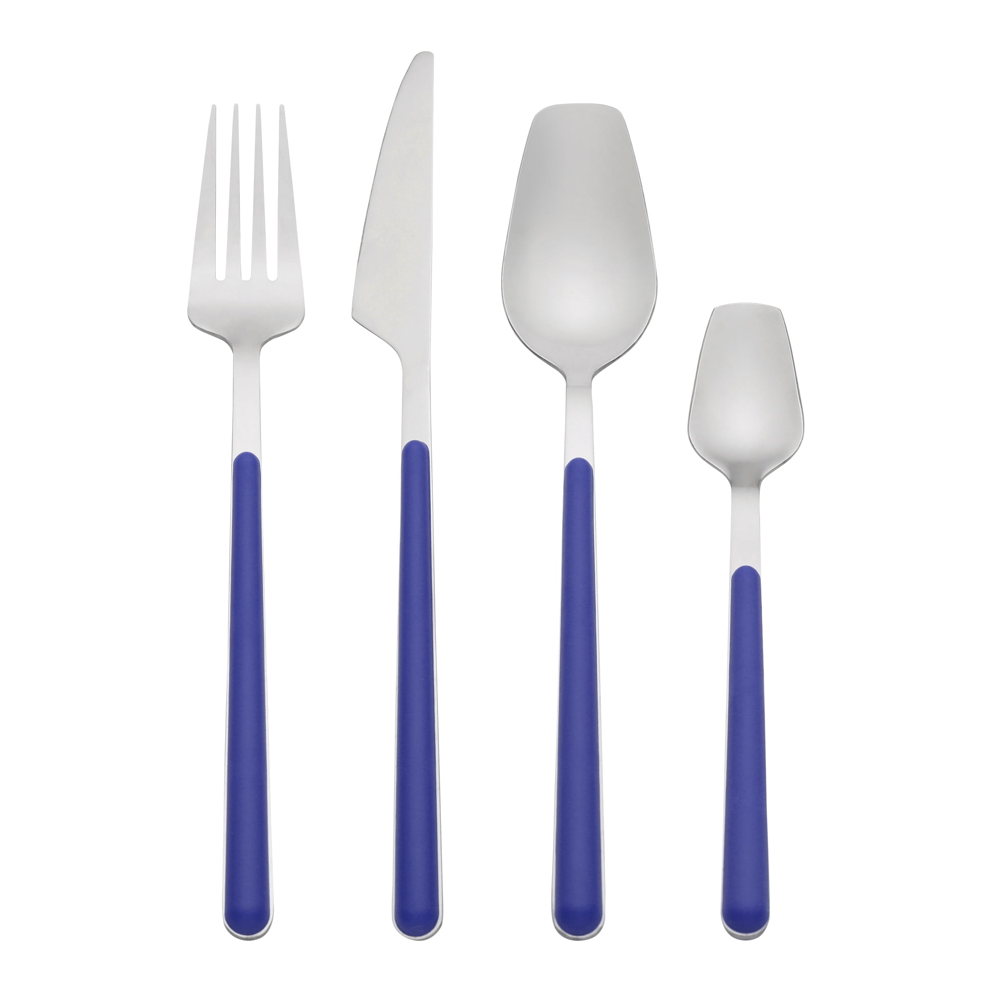 Unique Bargains 4 Piece Stainless Steel Flatware Set with Knife Spoon Fork Blue 4