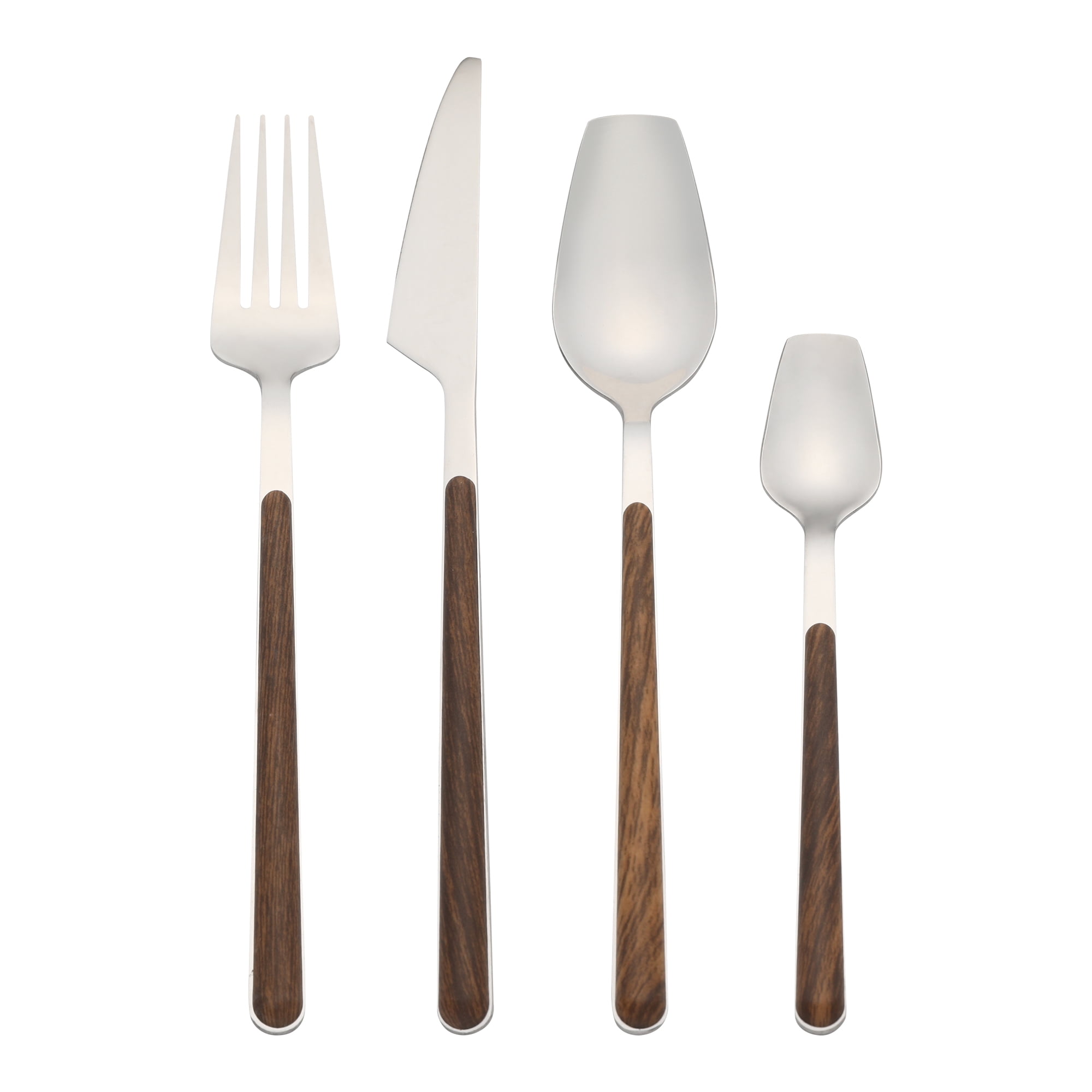 Unique Bargains 4 Piece Stainless Steel Flatware Set with Knife Spoon Fork Brown 4