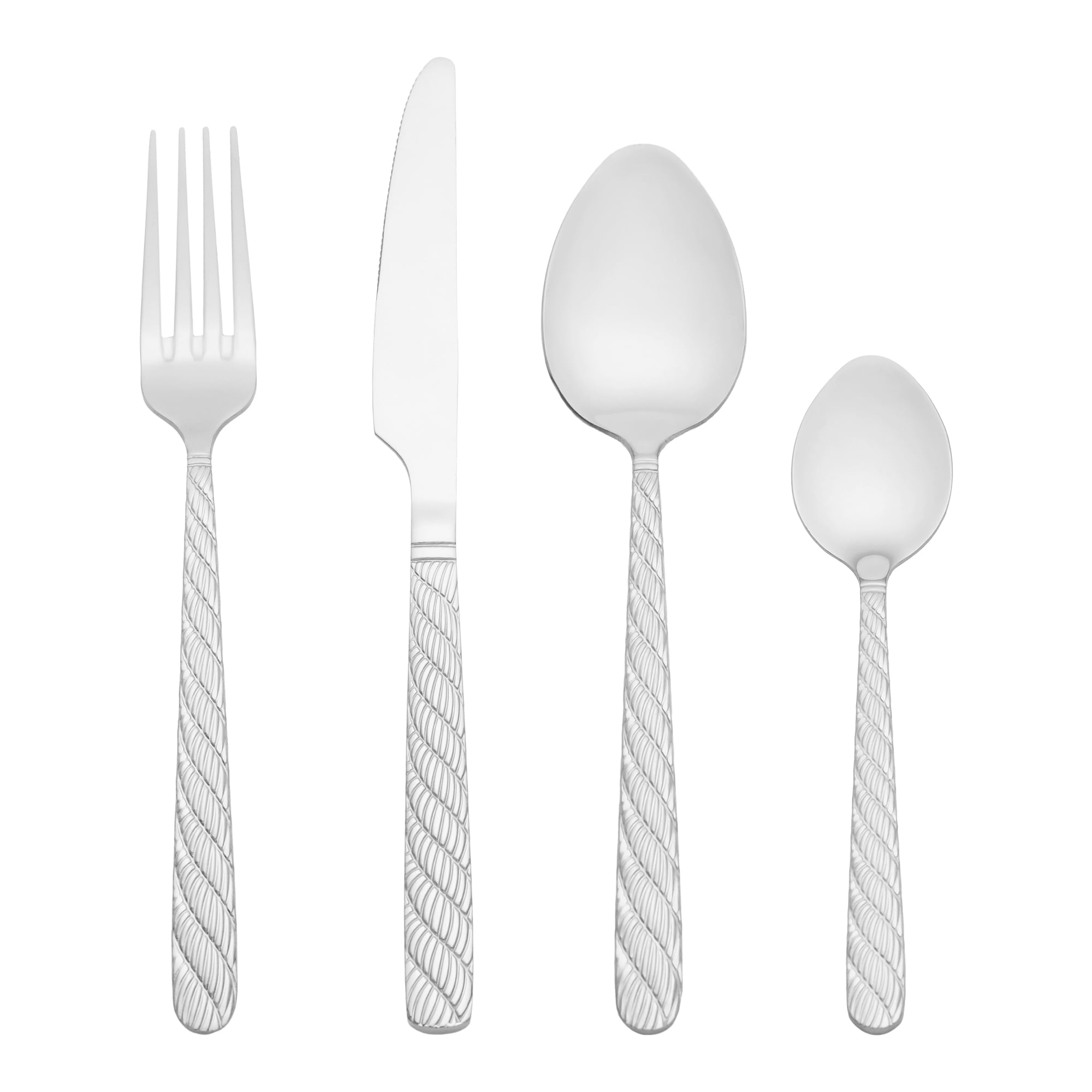 Unique Bargains 4 Piece Stainless Steel Flatware Set with Knife Spoons and Fork Silver 4