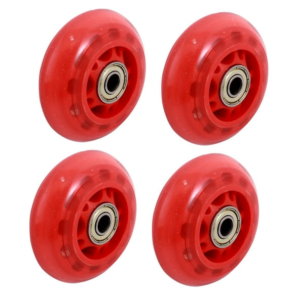 Unique Bargains 4 Pieces Red Skating Shoes 608ZZ Bearing 7cm Diameter Inline Wheel Roller