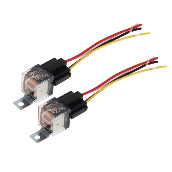 Unique Bargains 4 Pins 48V 80A 2 Pcs Auto Relay with Metal Hanging Hole with Harness Sockets Waterproof Car Relay Clear Black