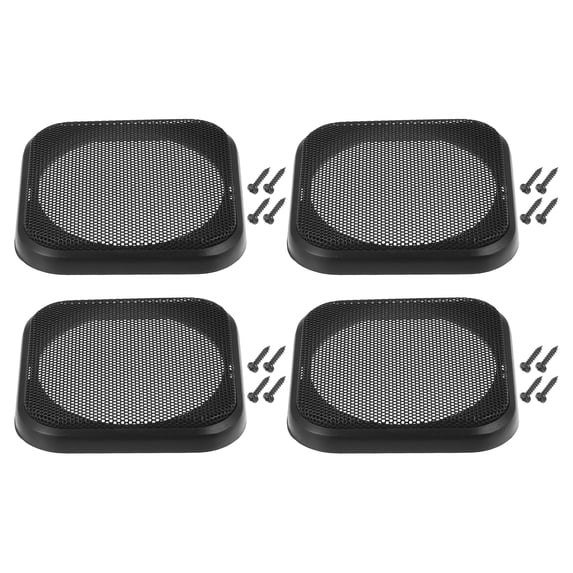 Unique Bargains 4 Set 4" Car Speaker Grills Cover Mesh Square 4 Inch Audio Speaker Subwoofer with Screws ABS Black