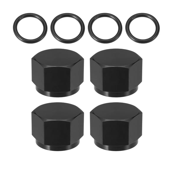 Unique Bargains 4 Set AN10 Universal Female Flare Cap Port Plug Block Off Fitting Nut Adapter with O-ring Black