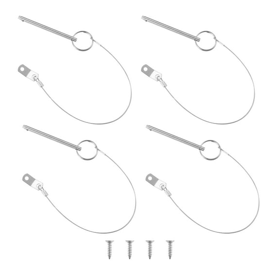 Unique Bargains 4 Set Bimini Top Quick Release Pin 1/4" Diameter Overall Length 3.74'' Boat Canopy Pins with Lanyard