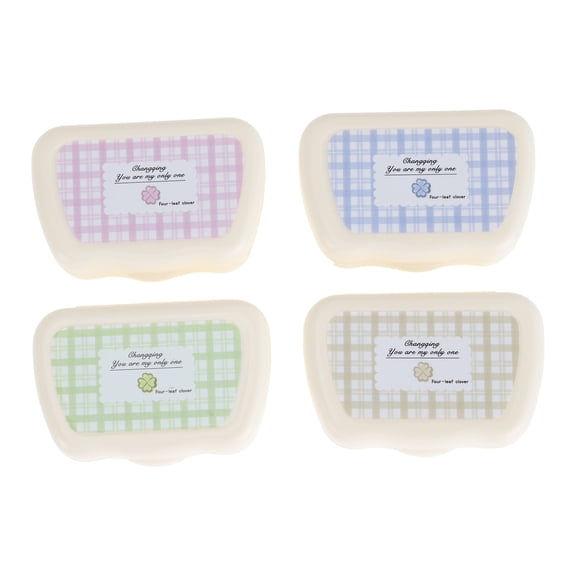 Unique Bargains 4 Set Contact Lens Case with Mirror Cute Flower Contact Lens Holder Pink Purple Yellow Green Blue