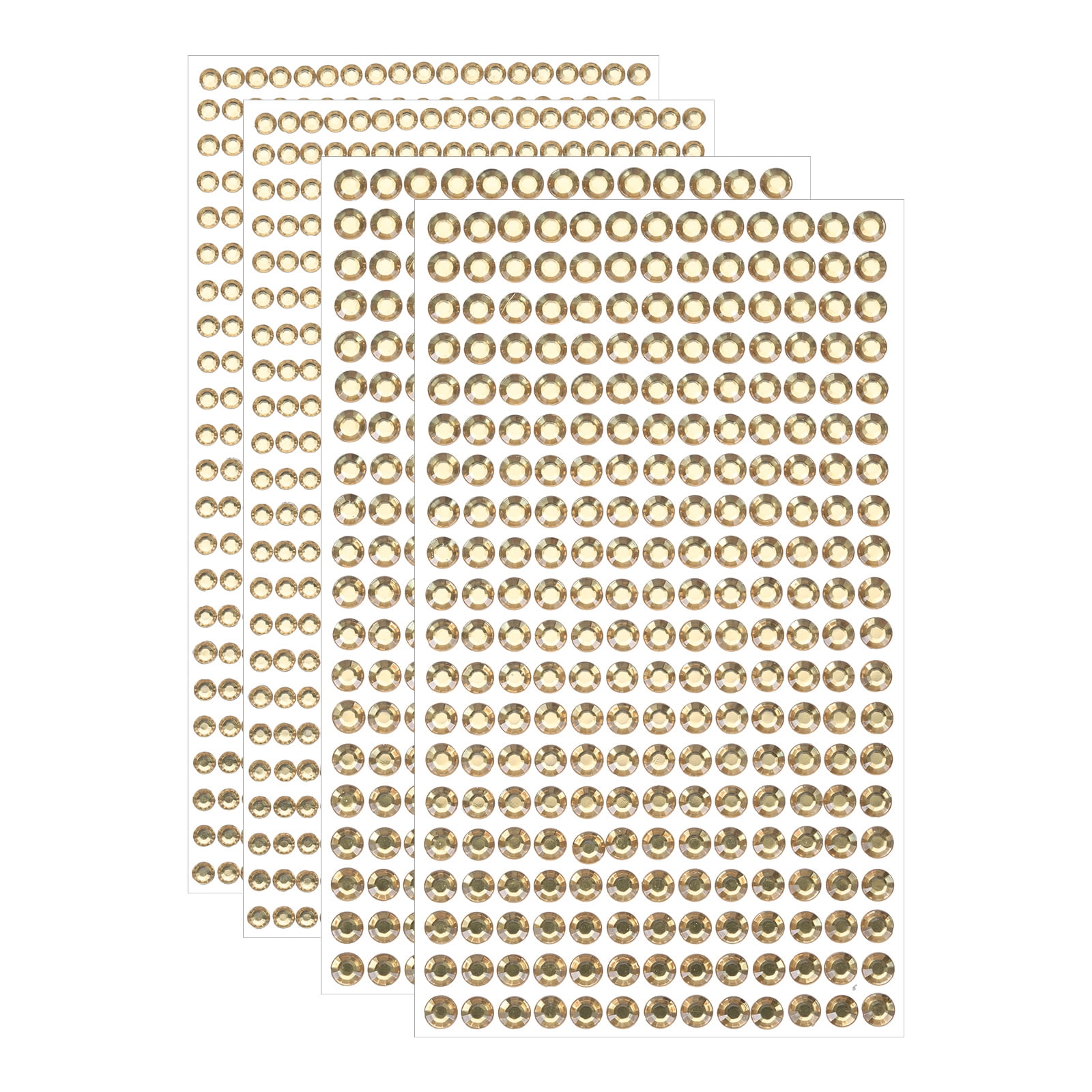 Unique Bargains 4 Sheet Self-Adhesive Rhinestone Stickers 1394Pcs 4mm/6mm Light Orange