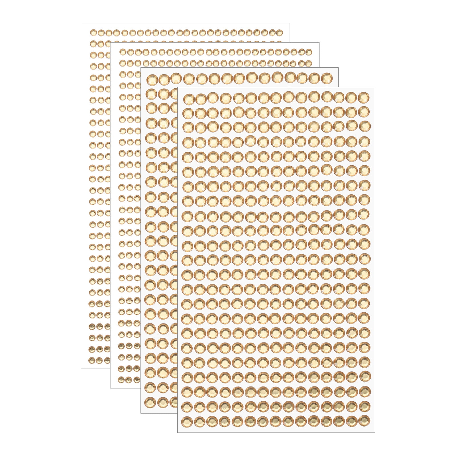 Unique Bargains 4 Sheet Self-Adhesive Rhinestone Stickers 2190Pcs 3mm/5mm Light Orange