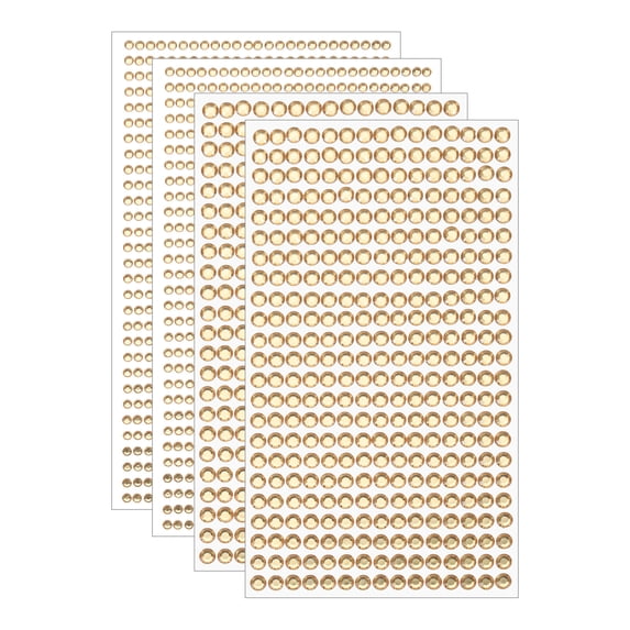 Unique Bargains 4 Sheet Self-Adhesive Rhinestone Stickers 2190Pcs 3mm/5mm Light Orange