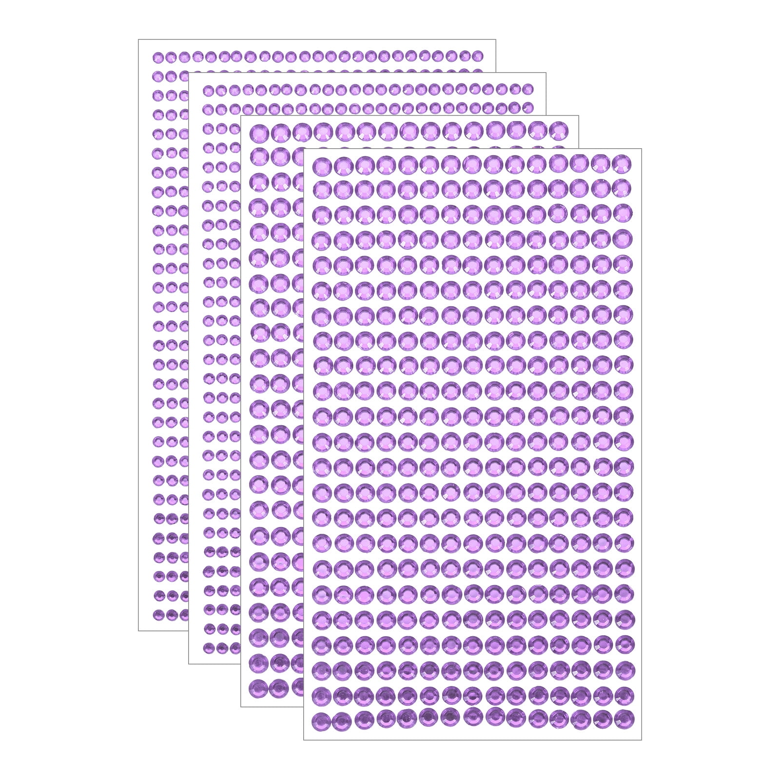 Unique Bargains 4 Sheet Self-Adhesive Rhinestone Stickers 2190Pcs 3mm/5mm Light Purple