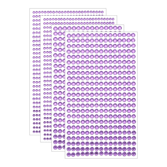 Unique Bargains 4 Sheet Self-Adhesive Rhinestone Stickers 2190Pcs 3mm/5mm Light Purple
