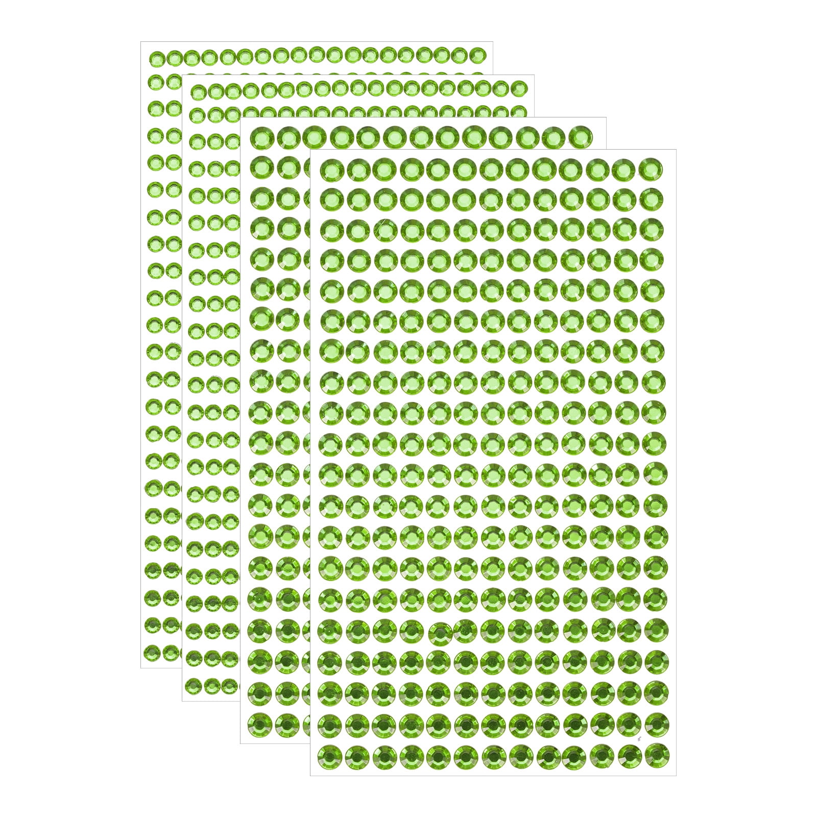 Unique Bargains 4 Sheet Self-Adhesive Round Rhinestone Stickers 1394Pcs 4mm/6mm Green