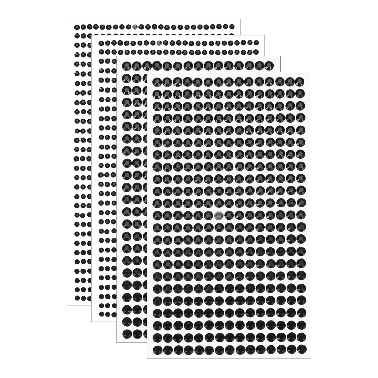 Unique Bargains 4 Sheet Self-Adhesive Round Rhinestone Stickers 2190Pcs 3mm/5mm Black