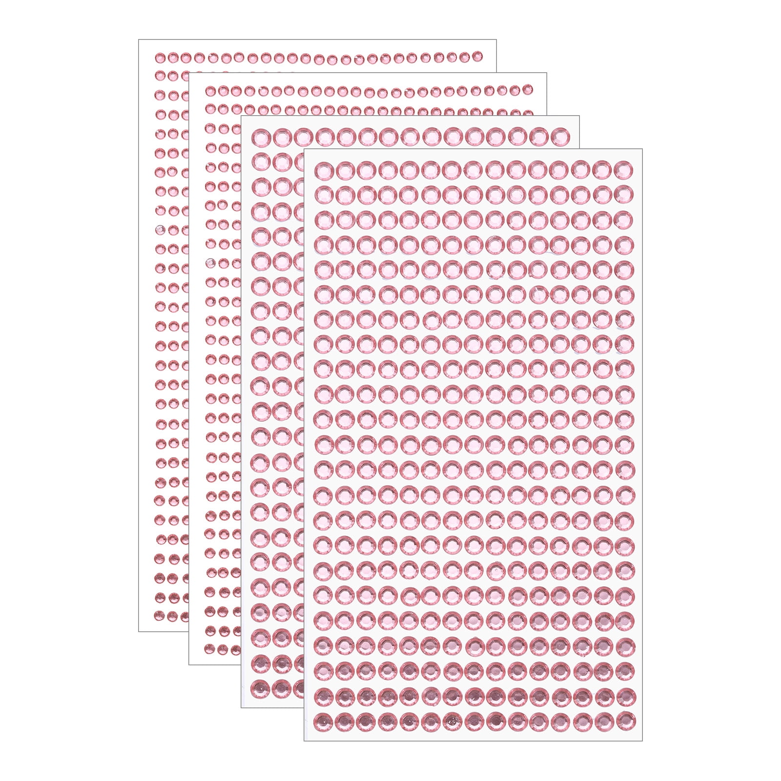 Unique Bargains 4 Sheet Self-Adhesive Round Rhinestone Stickers 2190Pcs 3mm/5mm Pink
