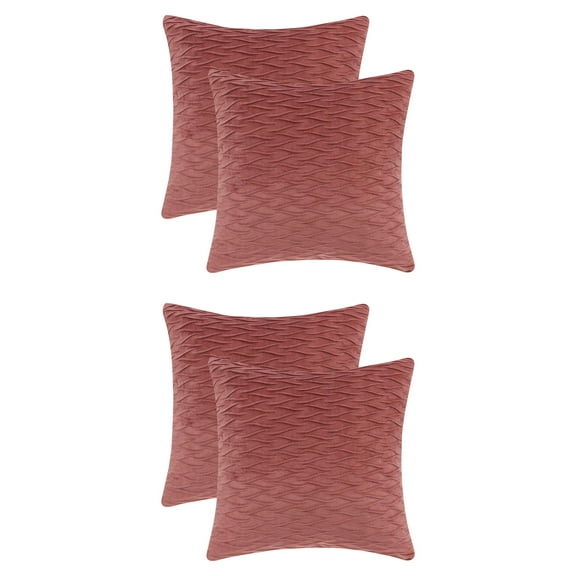 Unique Bargains 4 Solid Striped Square Decorative Throw Pillow Covers Textured Pillowcases Dark Pink 18" x 18"