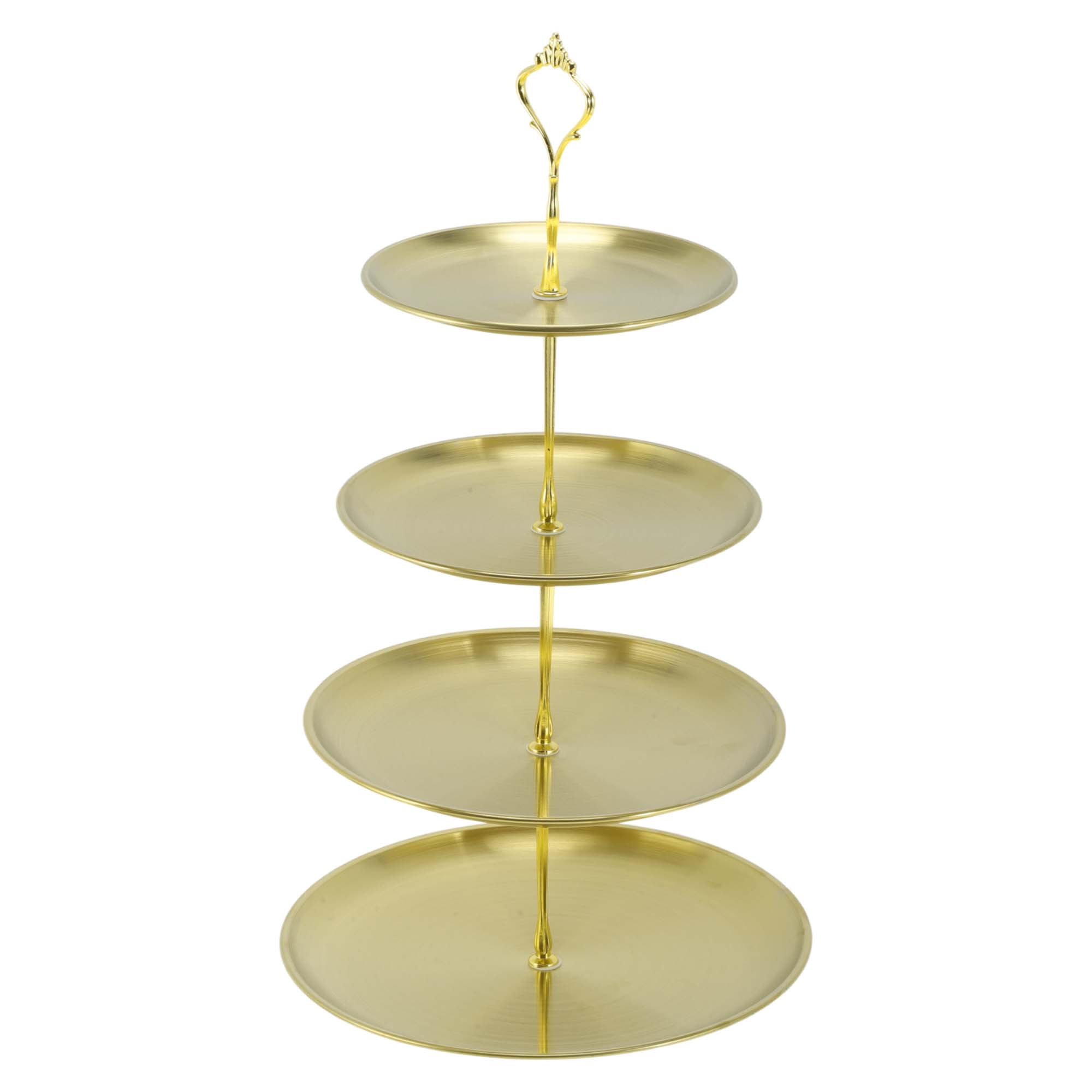 Unique Bargains 4 Tier Dessert Cupcake Stand Holder Round Cup Cake Tower Gold Tone