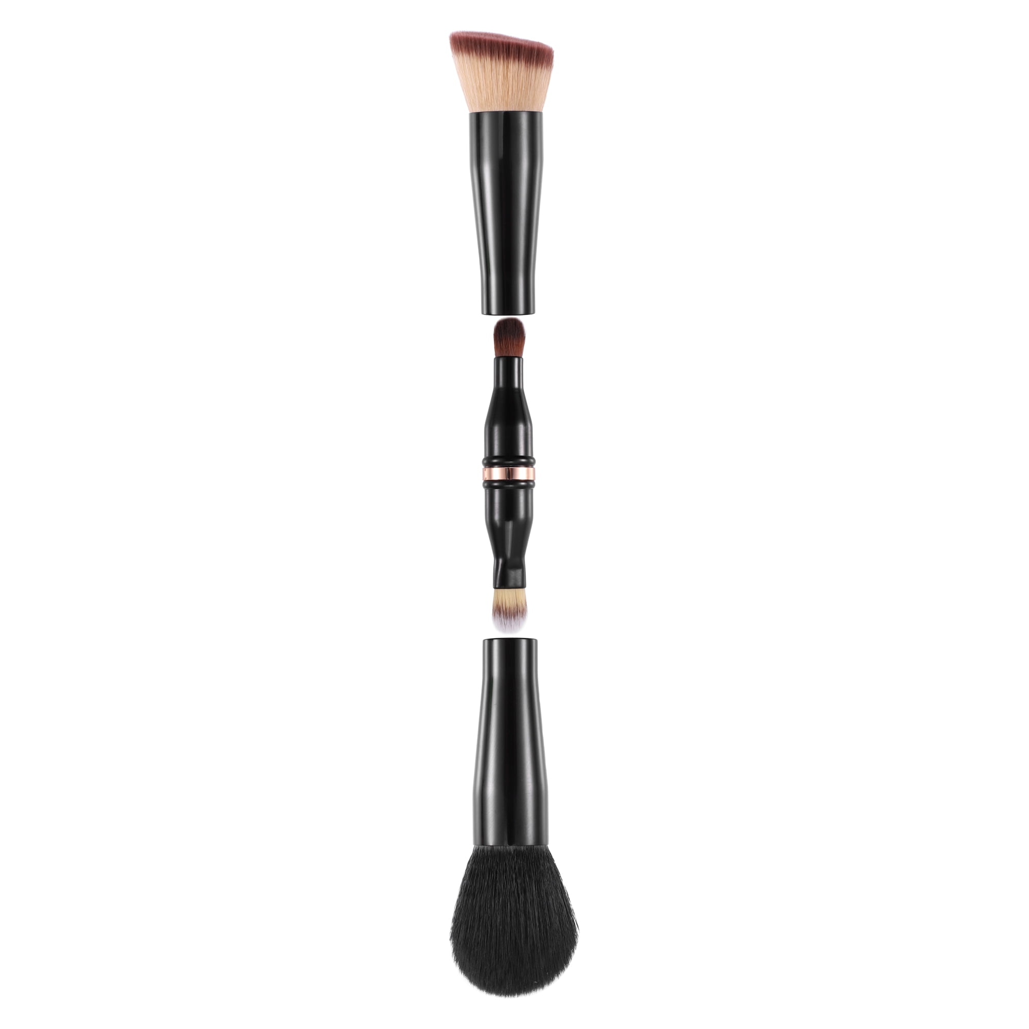 Unique Bargains 4 in 1 Makeup Brush Set Slant Foundation Eyeshadow Concealer Black