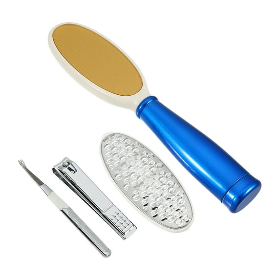 Unique Bargains 4 in 1 Pedicure Kit Foot File Removes Dead Skin Pedicure Foot Scrubber ABS Nano Glass Dark Blue