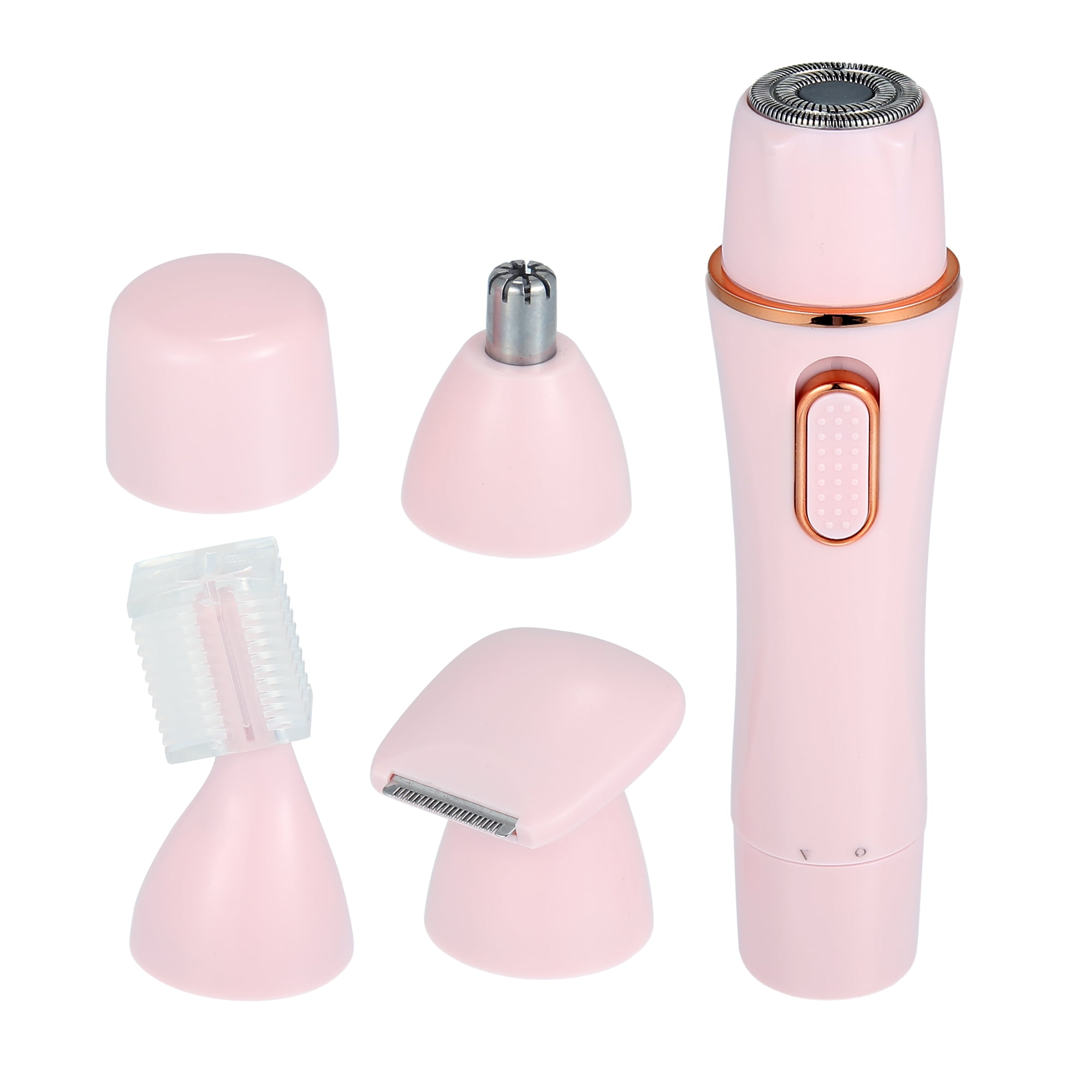 Unique Bargains 4 in 1 USB Electric Hair Trimmer Removers for Eyebrow, Legs, Bikini, Nose Pink