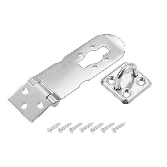 Unique Bargains 4 inch Padlock Hasp Door Clasp Bolt Lock Latch Stainless Steel Silver Tone