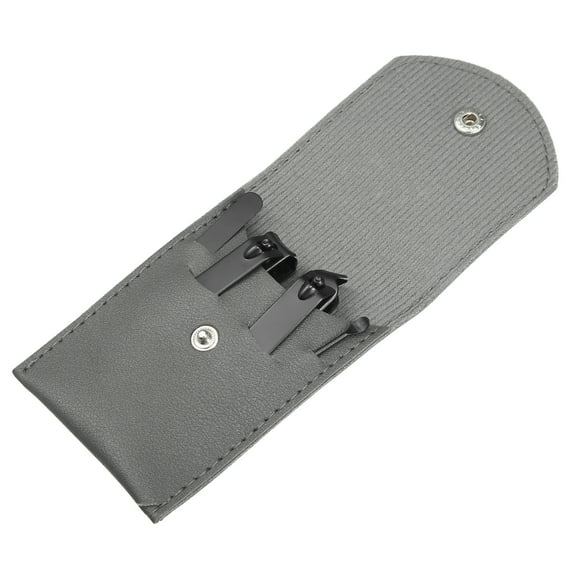 Unique Bargains 4 pcs Manicure Set with Gray PU Case Personal Care Stainless Steel Black