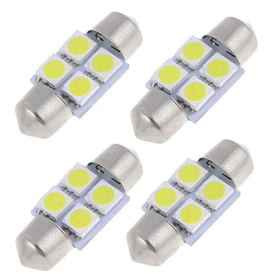 Unique Bargains 4 x 31mm 1.25" 5050 4 White Car Festoon Dome Light Bulbs DE3021 DE3022