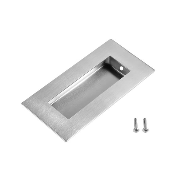 Unique Bargains 4-"x2-" Recessed Sliding Door Handle Flush Pull 201 Stainless Steel