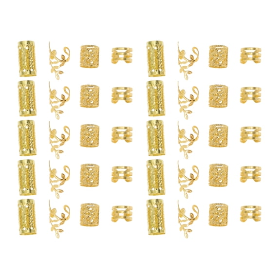 Unique Bargains 40 Hair Cuffs Dreadlock Fashion Hollow Dreadlock Hair Clips Gold Tone