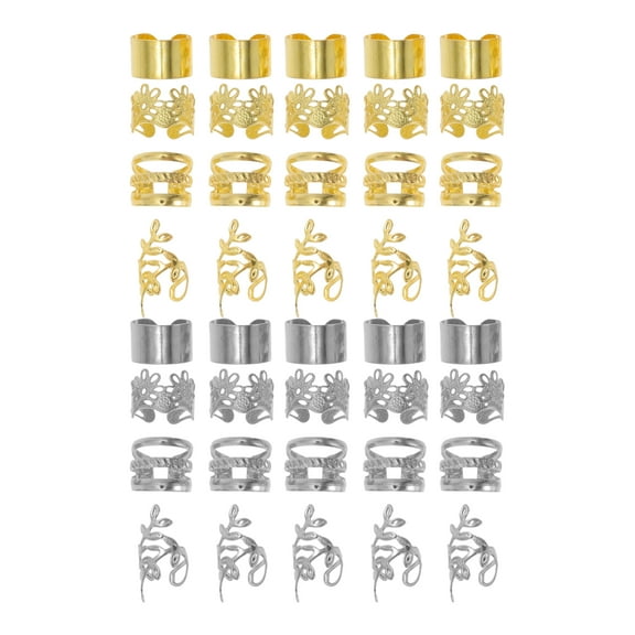 Unique Bargains 40 Hair Cuffs Dreadlock Hollow Different Style Dreadlock Hair Clips Gold Tone Silver Tone