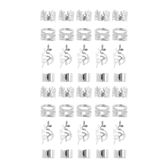 Unique Bargains 40 Hair Cuffs Dreadlock Hollow Different Style Dreadlock Hair Clips Silver Tone