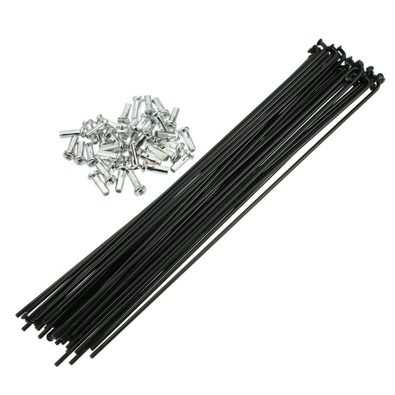 Unique Bargains 40 Pcs 14G J Bend 202mmx2mm Spokes with Nipples for Bike Bicycle Steel Black