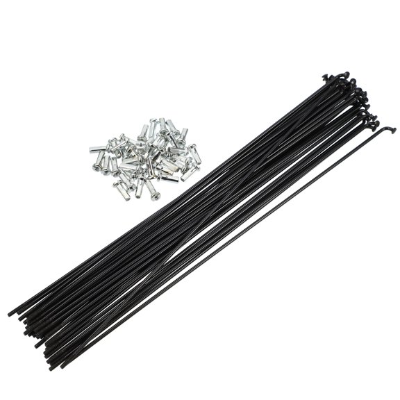 Unique Bargains 40 Pcs 14G J Bend 224mmx2mm Spokes with Nipples for Bike Bicycle Steel Black