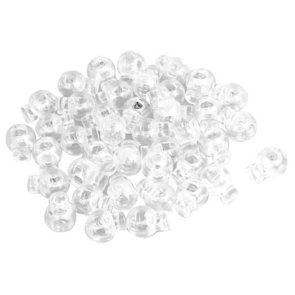 Unique Bargains 40 Pcs 6mm Dia Clear White Single Hole Drawstring Cord Lock