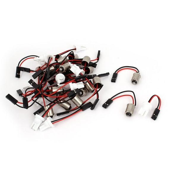 Unique Bargains 40 Pcs BA9S T10 Light Bulb Adapter Cable Cord Socket for Automobile Car