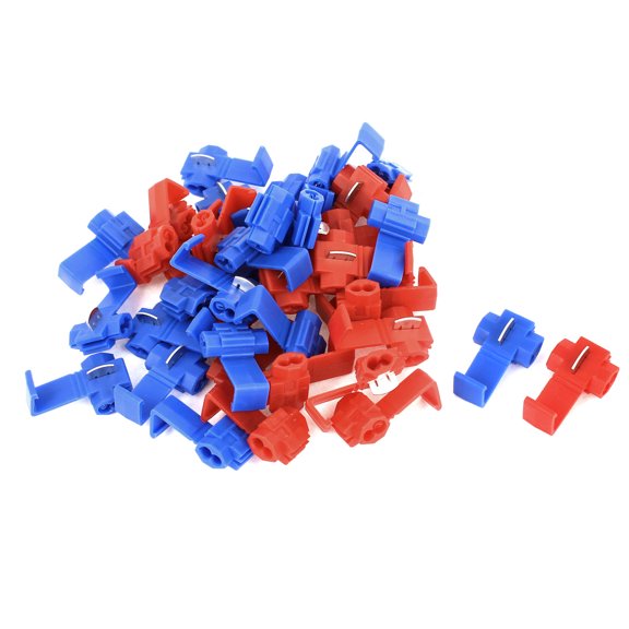 Unique Bargains 40 Pcs Car Red Blue Splitter Button Clip Wire Quick Connector for 2.5mm2 Cable