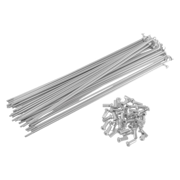 Unique Bargains 40 Set 12G Bicycle Spoke 205 mm Bike Wheel Spoke Carbon Steel Galvanized Silver Tone