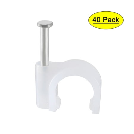 Unique Bargains 40Pcs Wall Mount Coax Electric Cable Wire Clip Fastener Saddle 9mm Width White