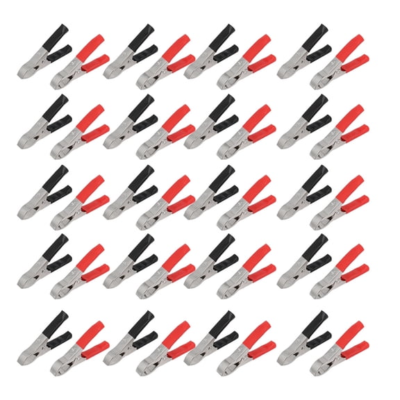 Unique Bargains 40pcs 30A Test Insulated Boot Crocodile Alligator Clamp Clip Red Black 72mm Long