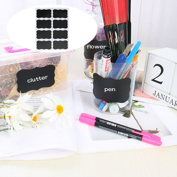 Unique Bargains 40pcs Chalkboard Labels Water Resistant Washable Blackboard Sticker for Jars Food Pantry Bottle
