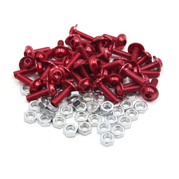Unique Bargains 40pcs M6 Red Aluminum Alloy Hex Socket Head Motorcycle Fairing Bolts Screws Nuts