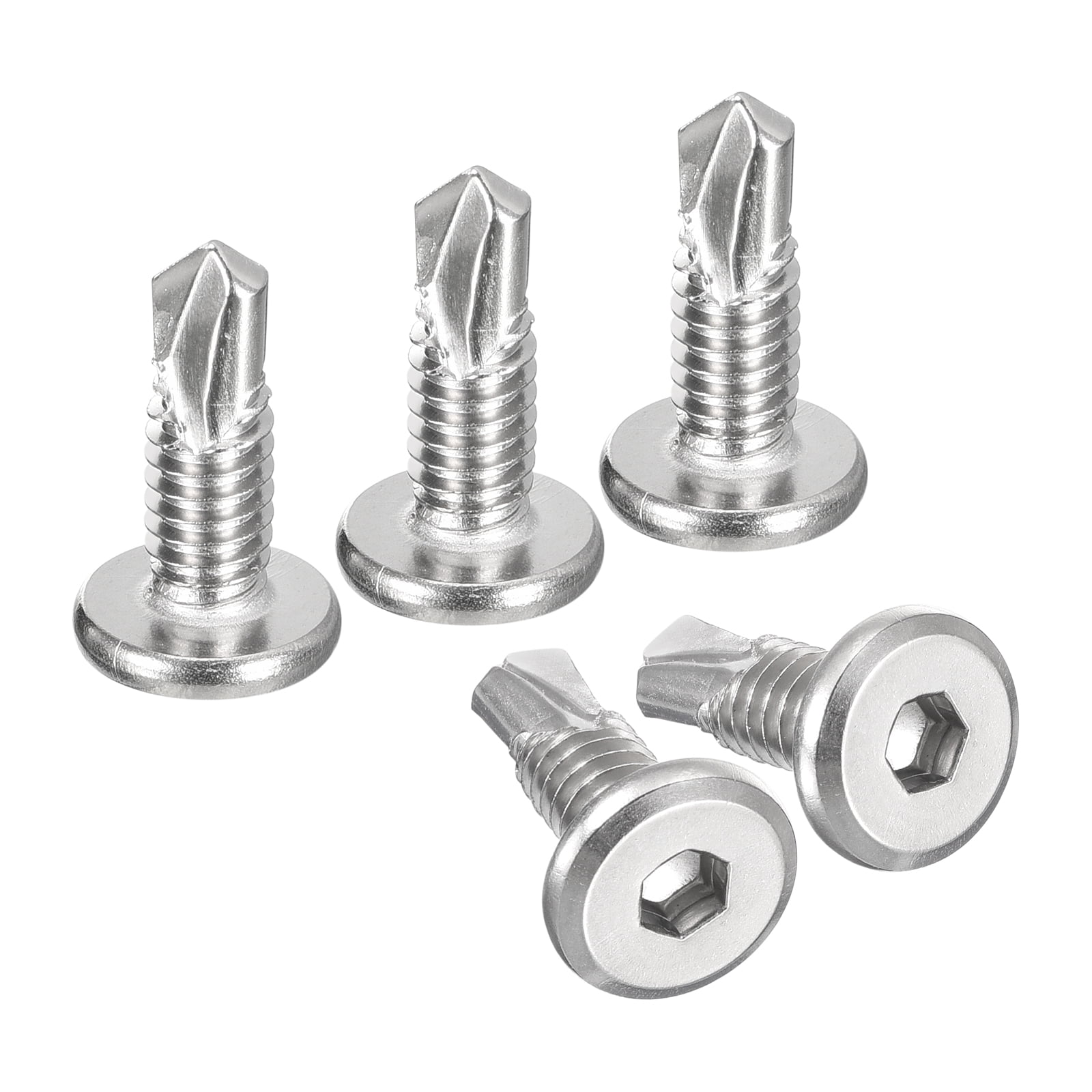 Unique Bargains 410 Stainless Hex Socket Self Tapping Screws Silver 100Pcs 1/4 x 3/4"